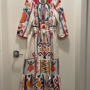 Farm Rio Embroidered White Maxi Dress